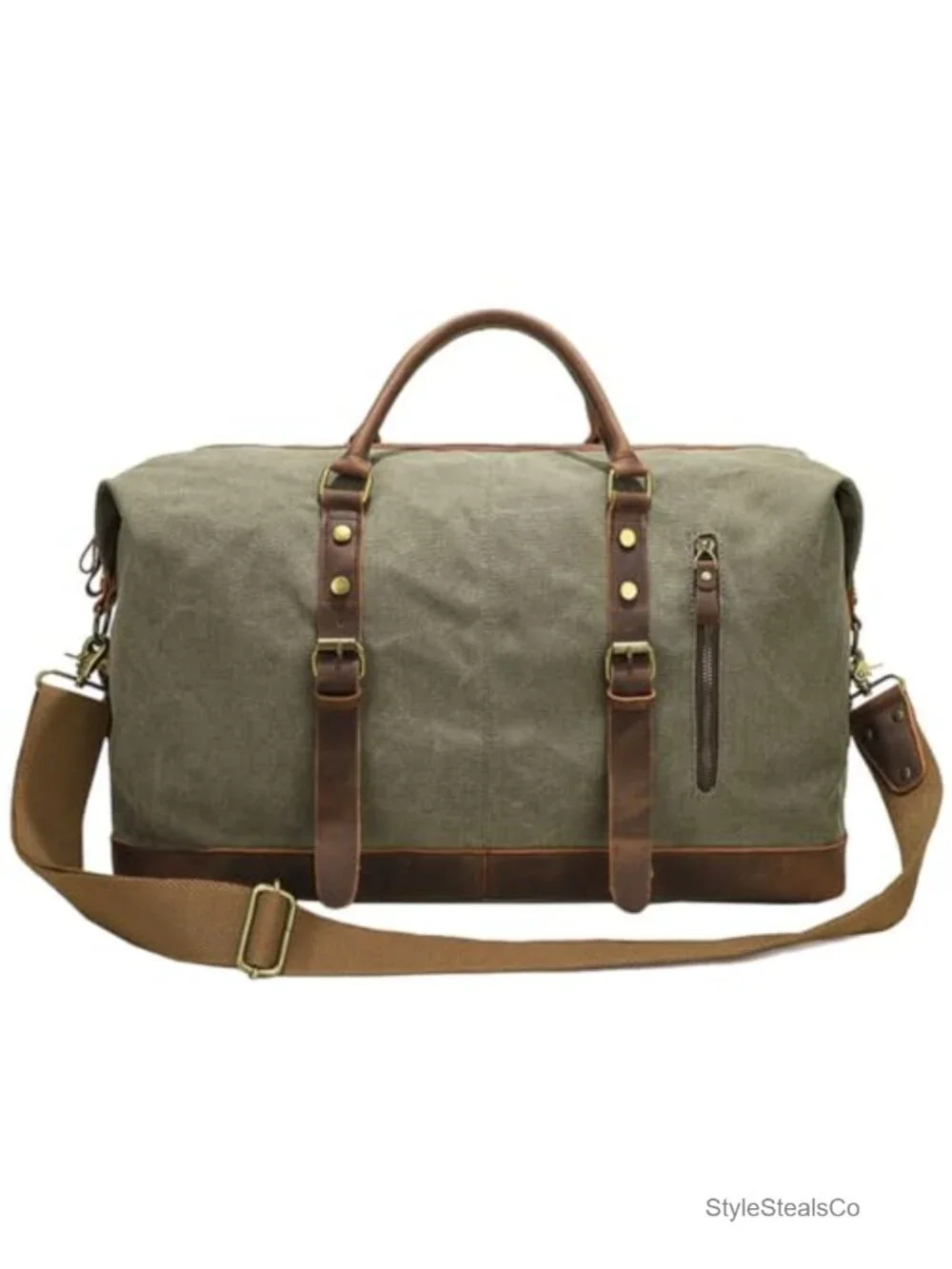 Military Canvas Leather Large Tote Duffle Bag Carry On Luggage Weekend Handbag
